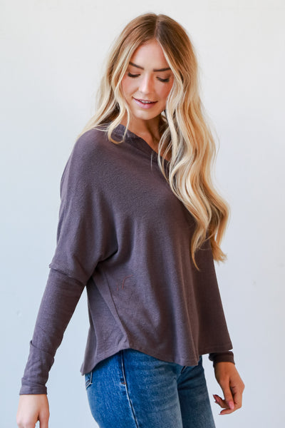 brown Knit Top side view