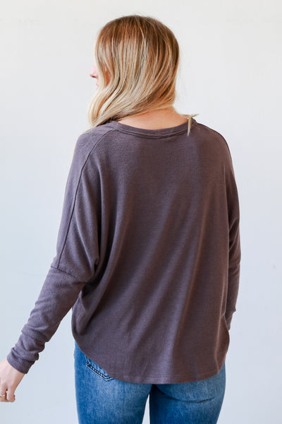 brown Knit Top back view
