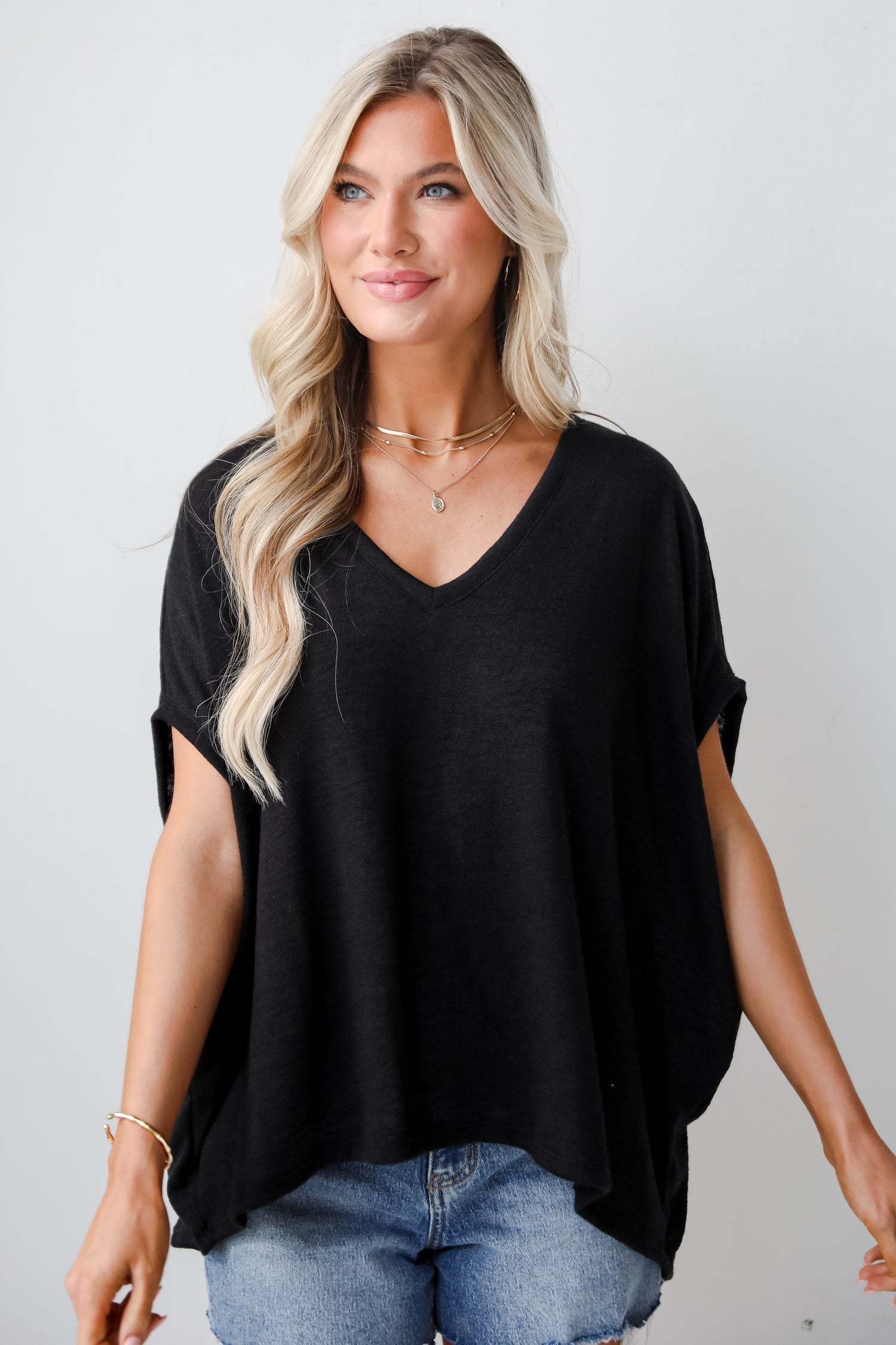 black knit top