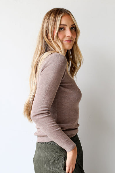 taupe long sleeve knit top