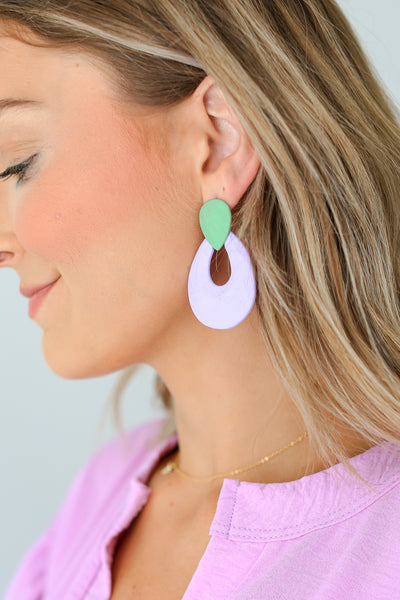 lavender Statement Earrings close up