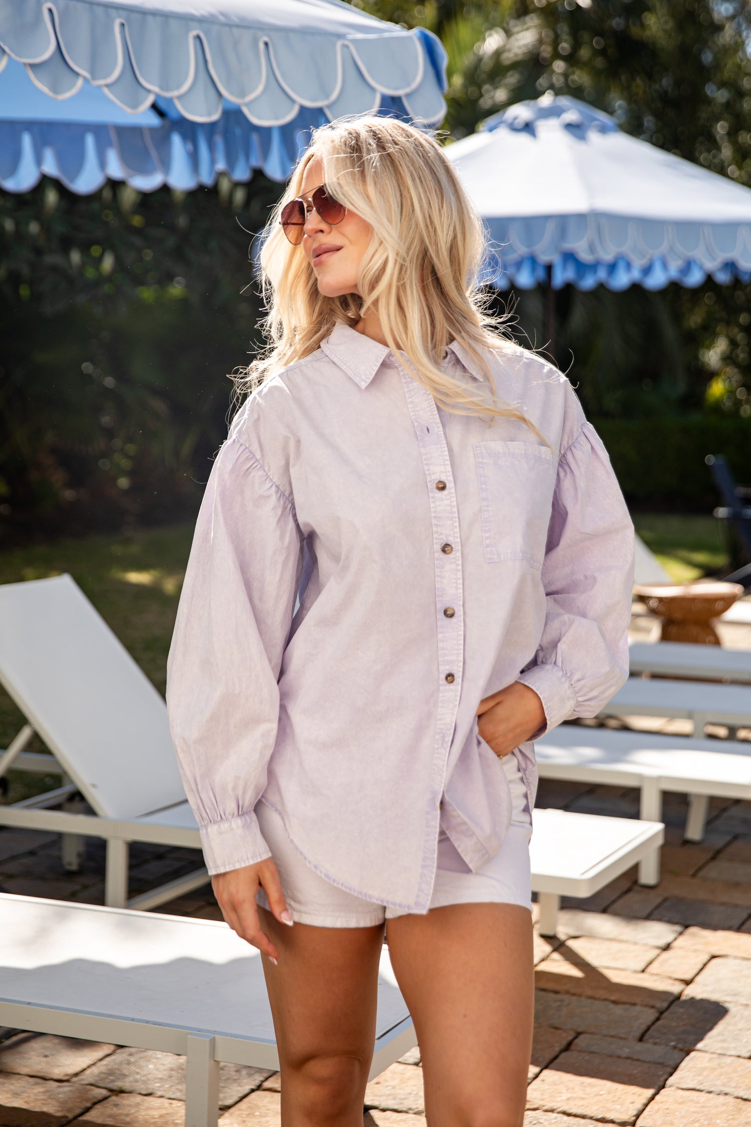 light purple dress shirt women's Women's Light purple Linen-blend shirt