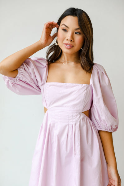 lavender Cutout Mini Dress front view