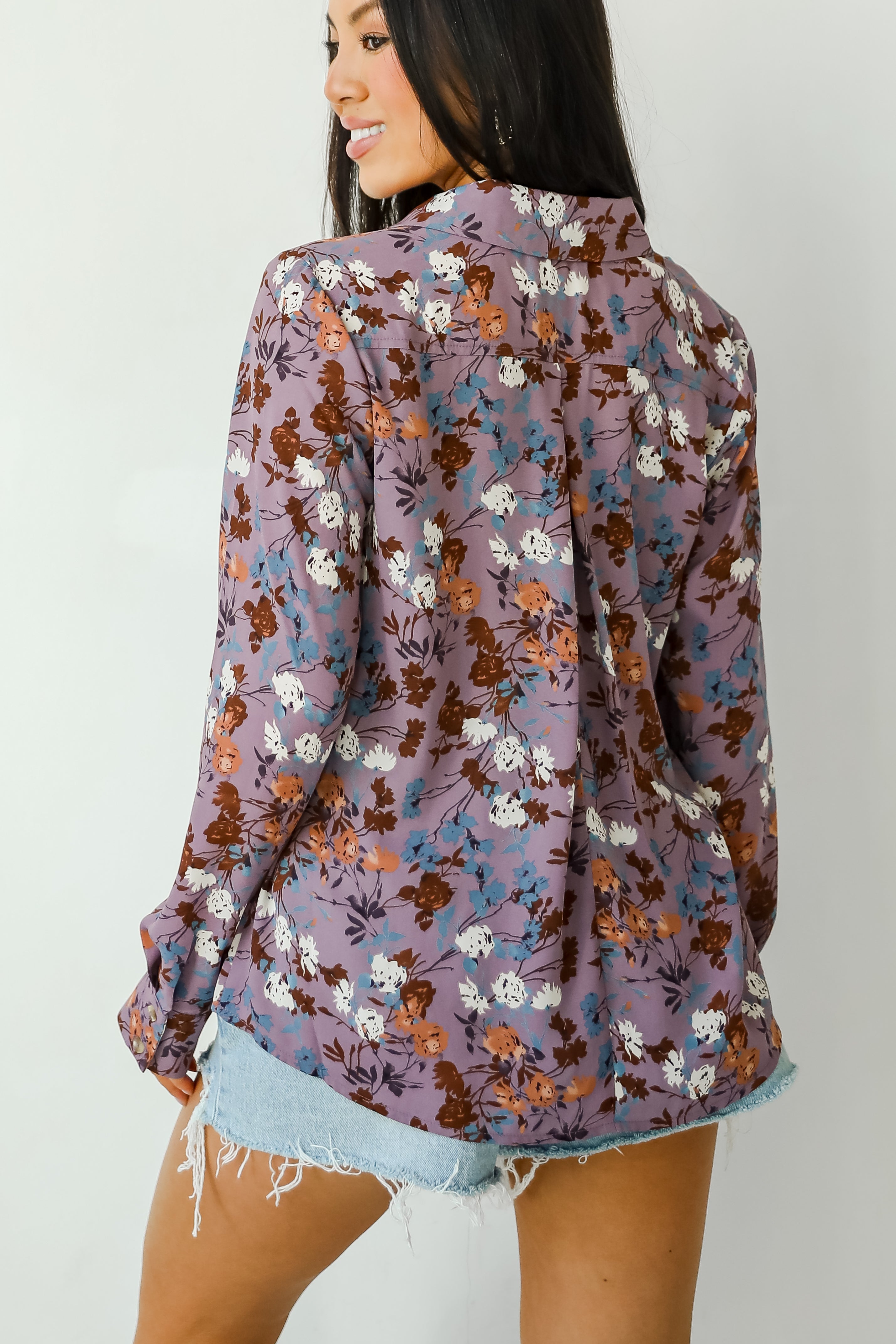 Certainly Flawless Purple Floral Blouse