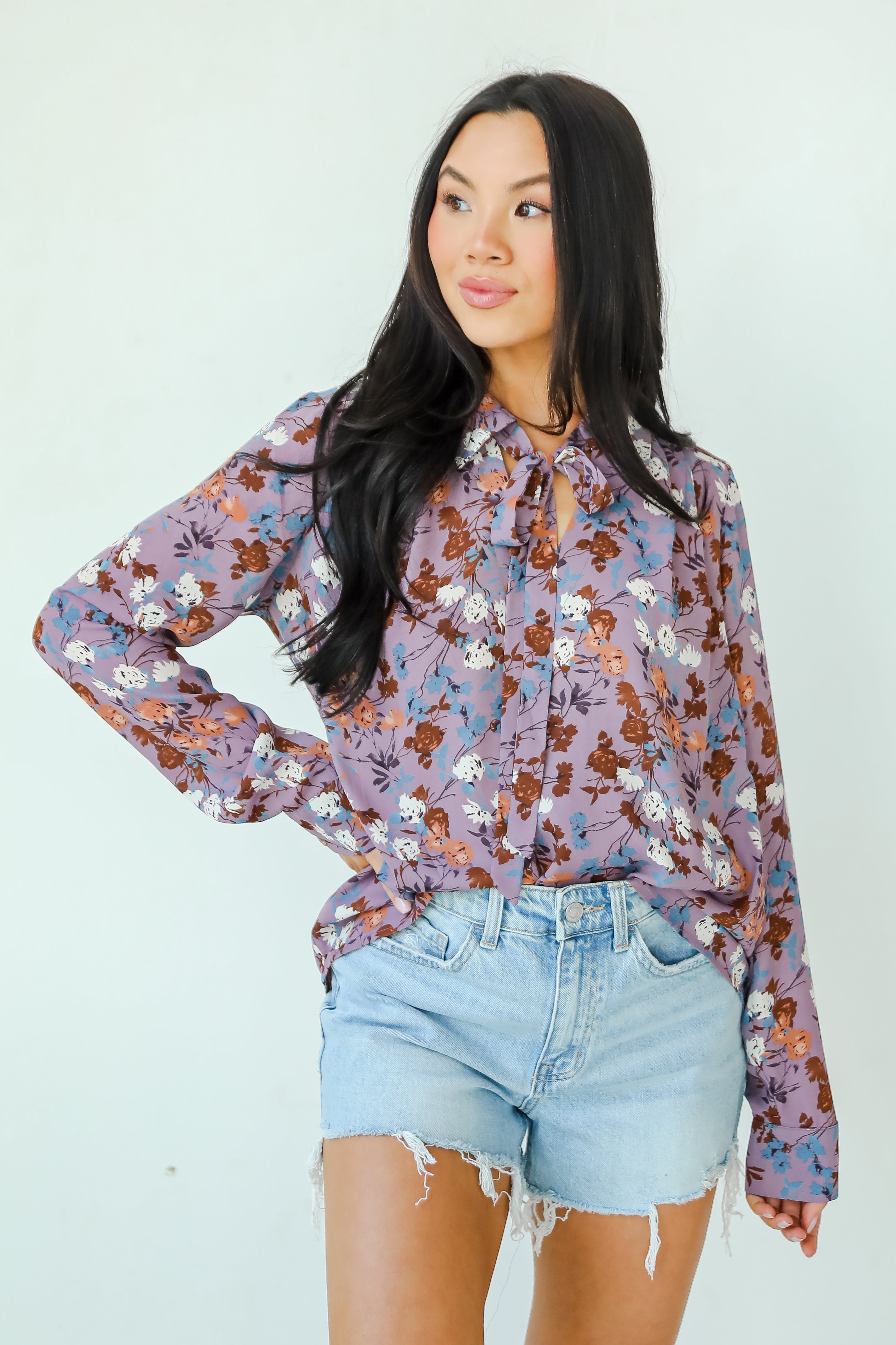 Certainly Flawless Purple Floral Blouse