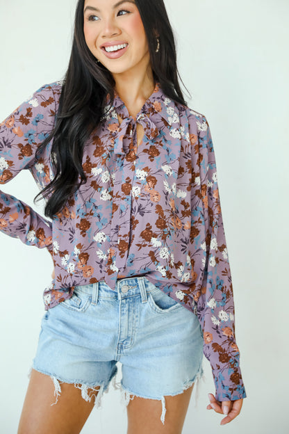 Certainly Flawless Purple Floral Blouse