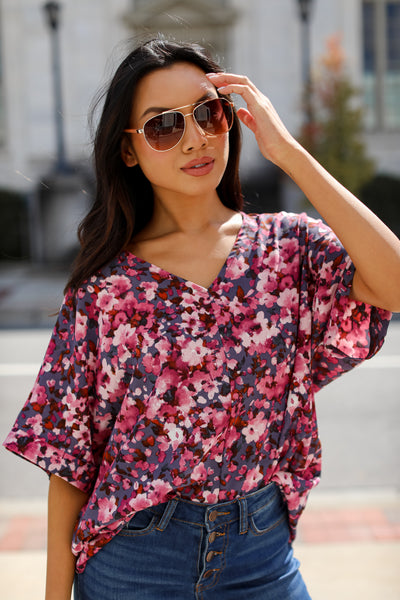 cute Oversized Floral Blouse