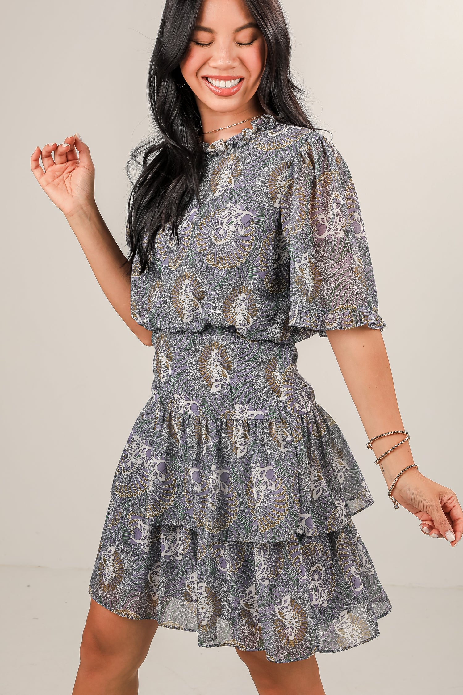 Cute Lavender Floral Mini Dress | Floral Dresses