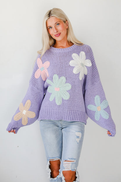 Flawless Impression Lavender Floral Sweater