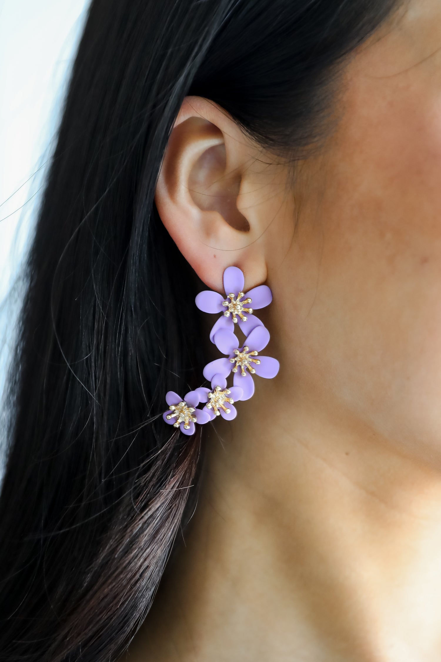 Cute Lavender Flower Drop Earrings Statement Earrings DressUp