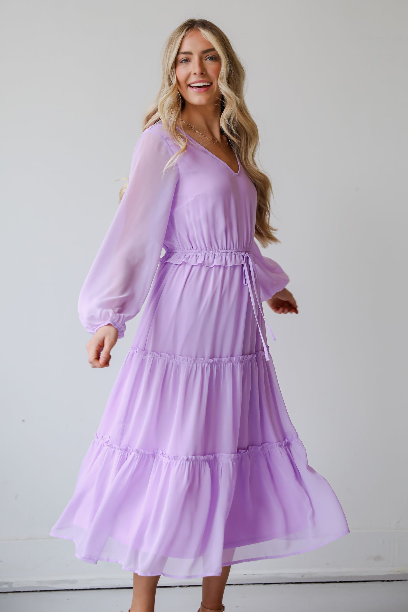 flowy purple Midi Dress