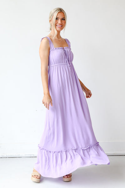 purple Maxi Dress on dress up model front view