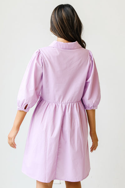 lavender Babydoll Mini Dress back view