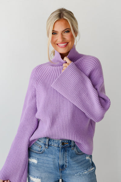 Lavender Mock Neck Sweater for womnen