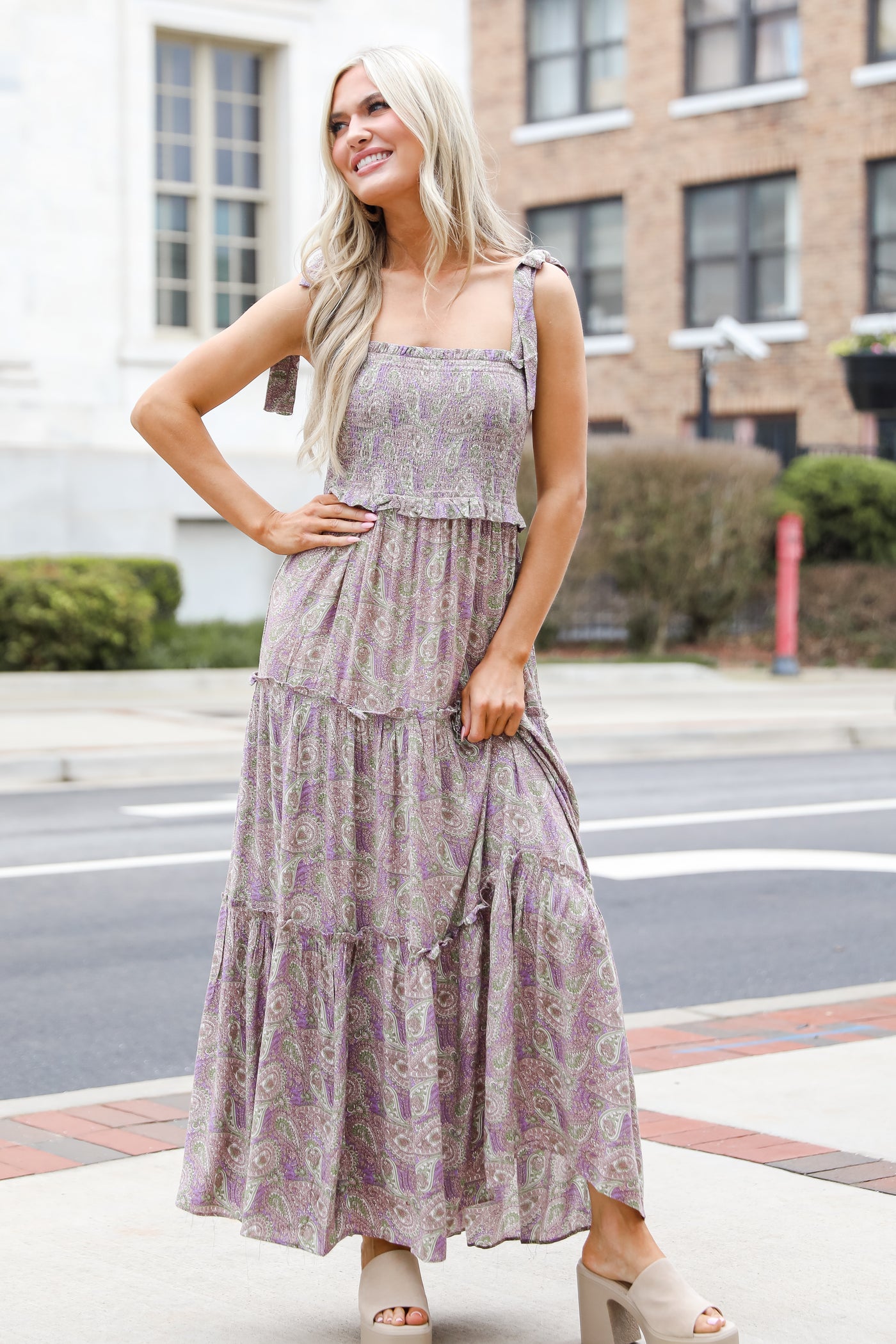 Floral Paisley Maxi Dress on model