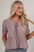 Living With Love Lavender Peplum Bow Blouse