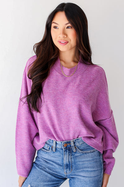 purple Sweater on model
