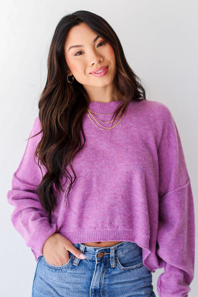 cozy purple Sweater front view