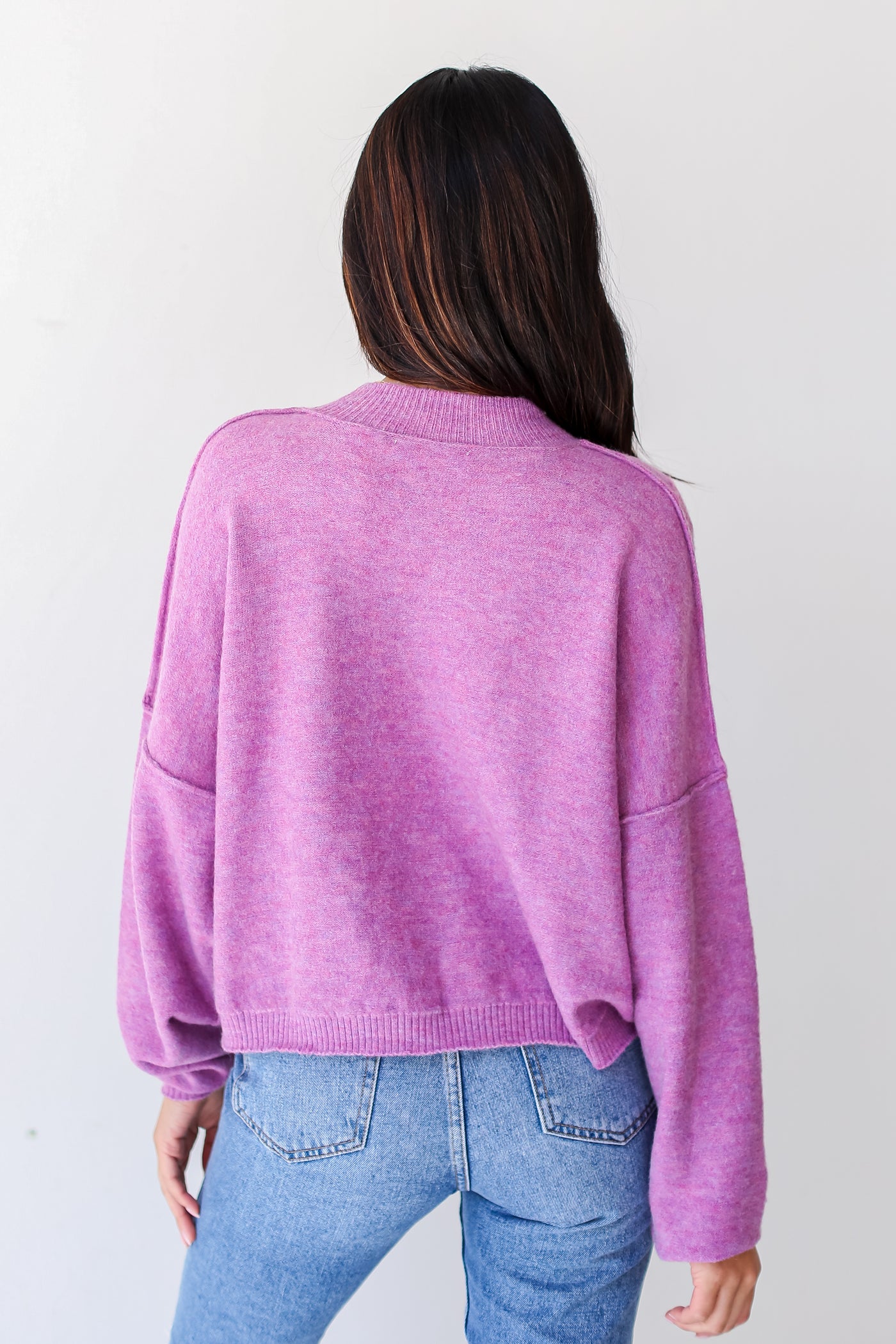 cute purple Sweater back view