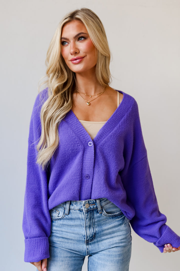 bright Lavender Sweater Cardigan