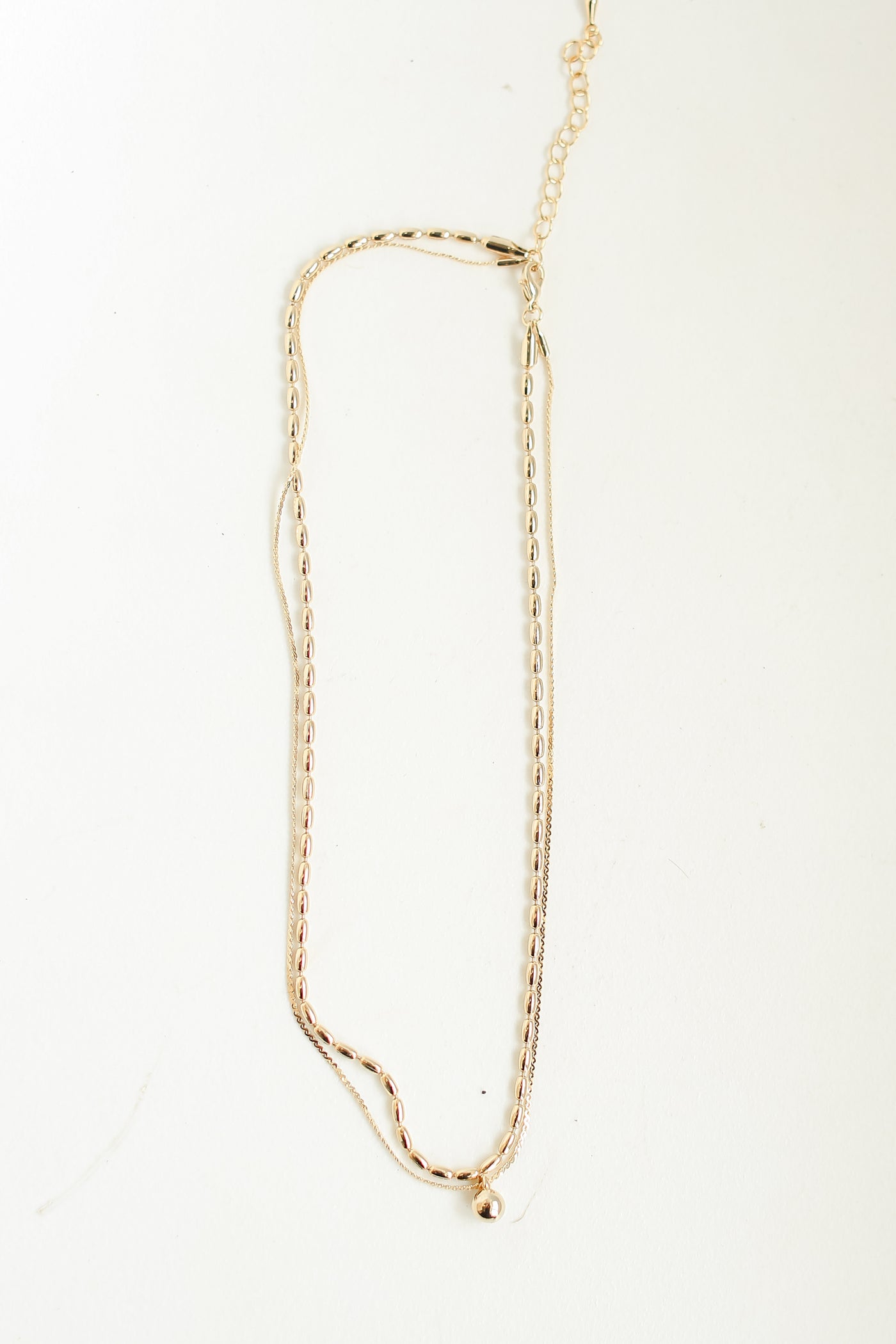 Gold Layered Chain Necklace flat lay