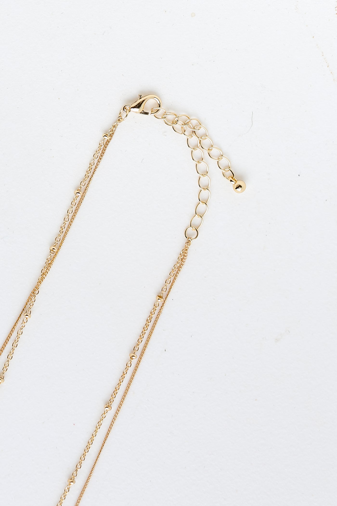 Gold Rhinestone Layered Chain Necklace close up