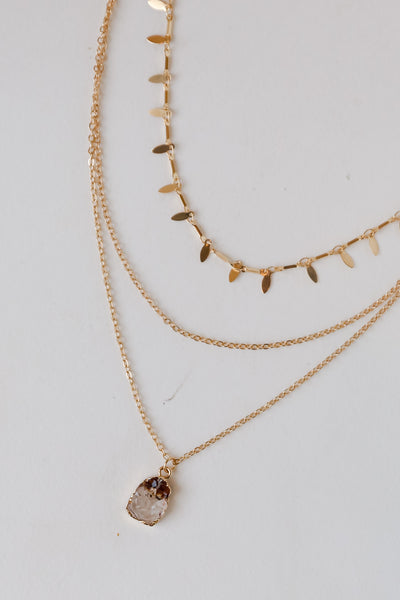 Gold Layered Gemstone Necklace
