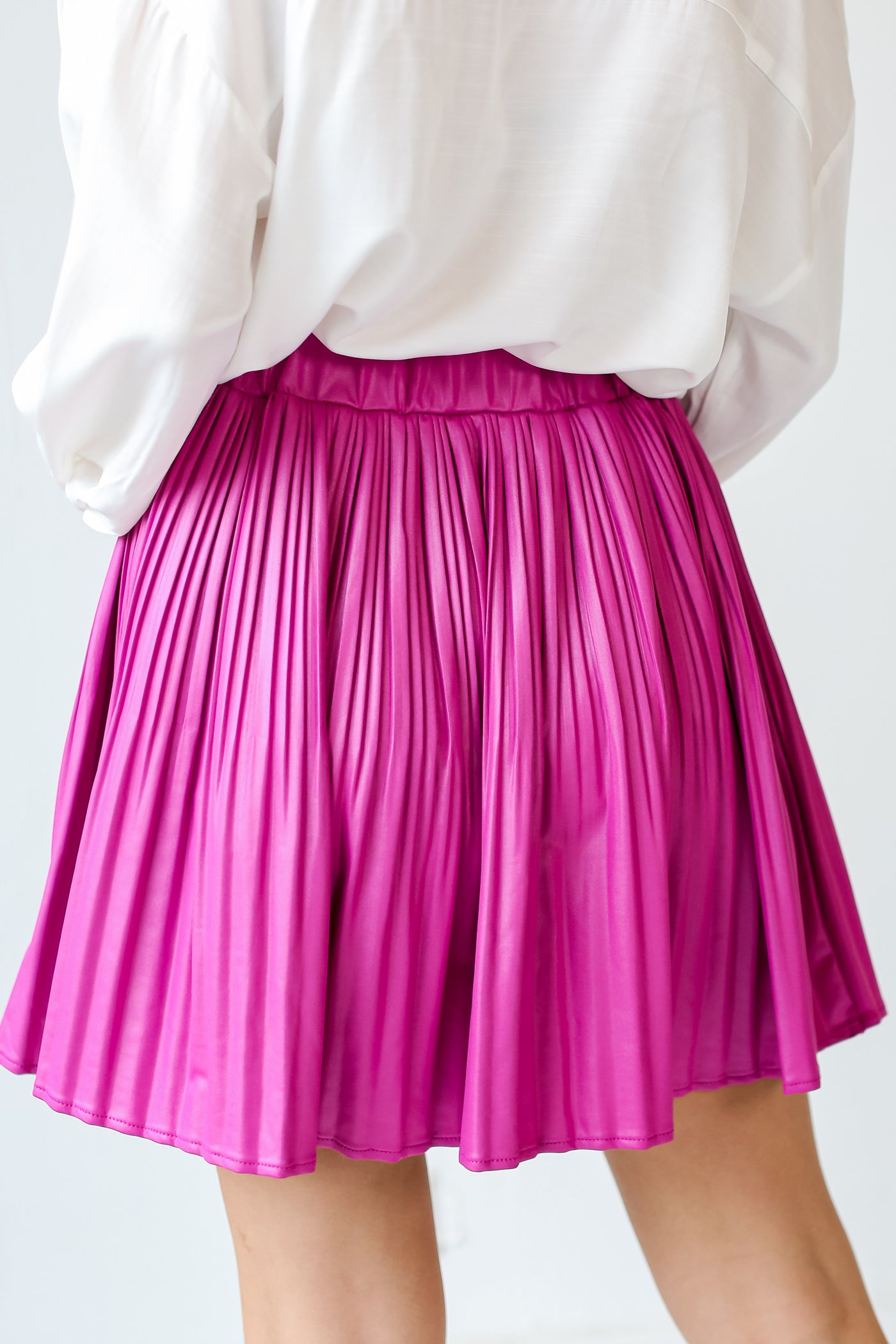 pink Pleated Mini Skirt back view