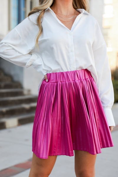 pink Pleated Mini Skirt