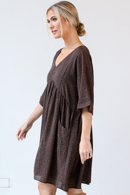 cute brown babydoll dress