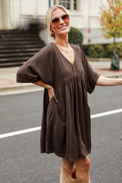 brown babydoll dress
