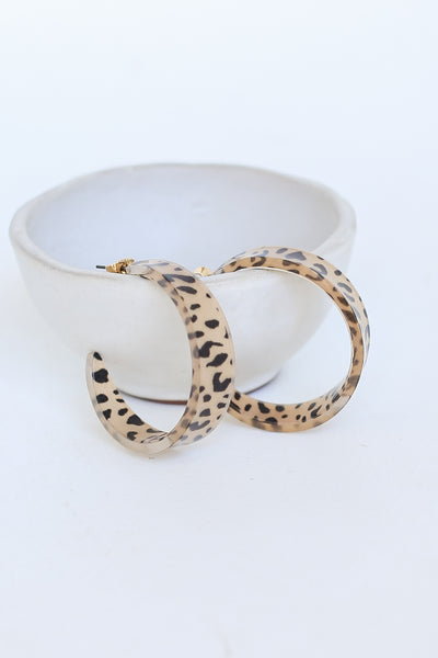 tan Acrylic Leopard Hoop Earrings
