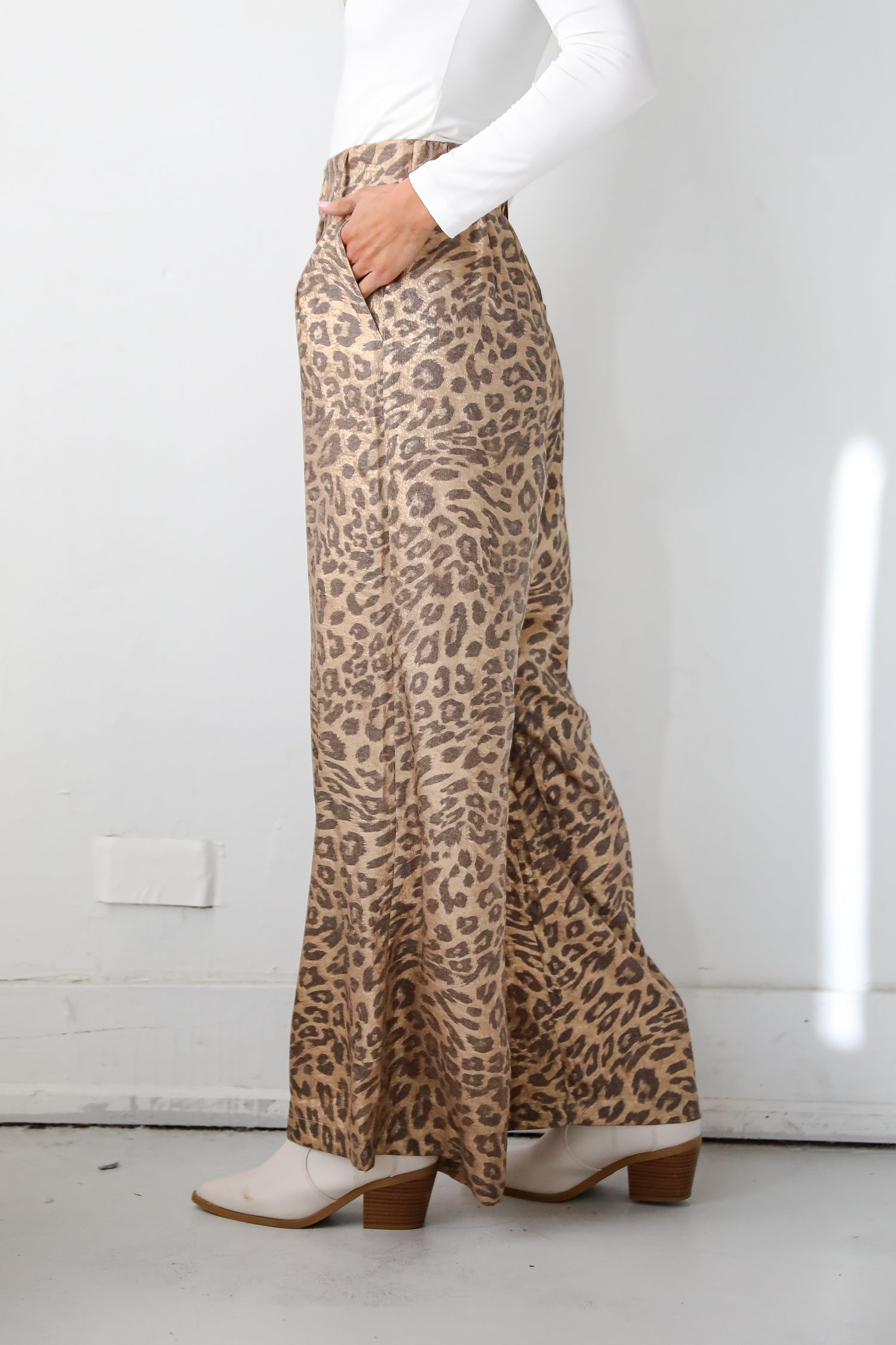 Wildly Poised Leopard Metallic Trouser Pants