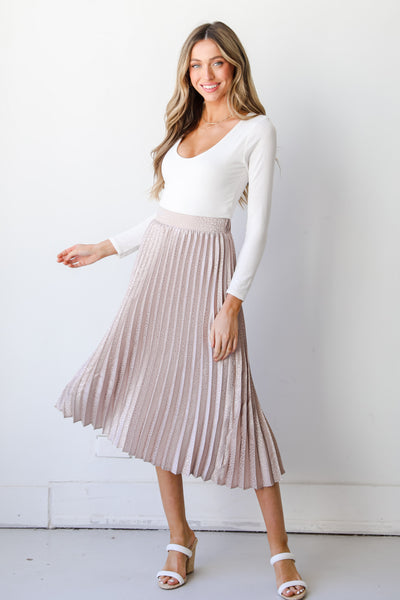 Pleated Midi Skirt on model