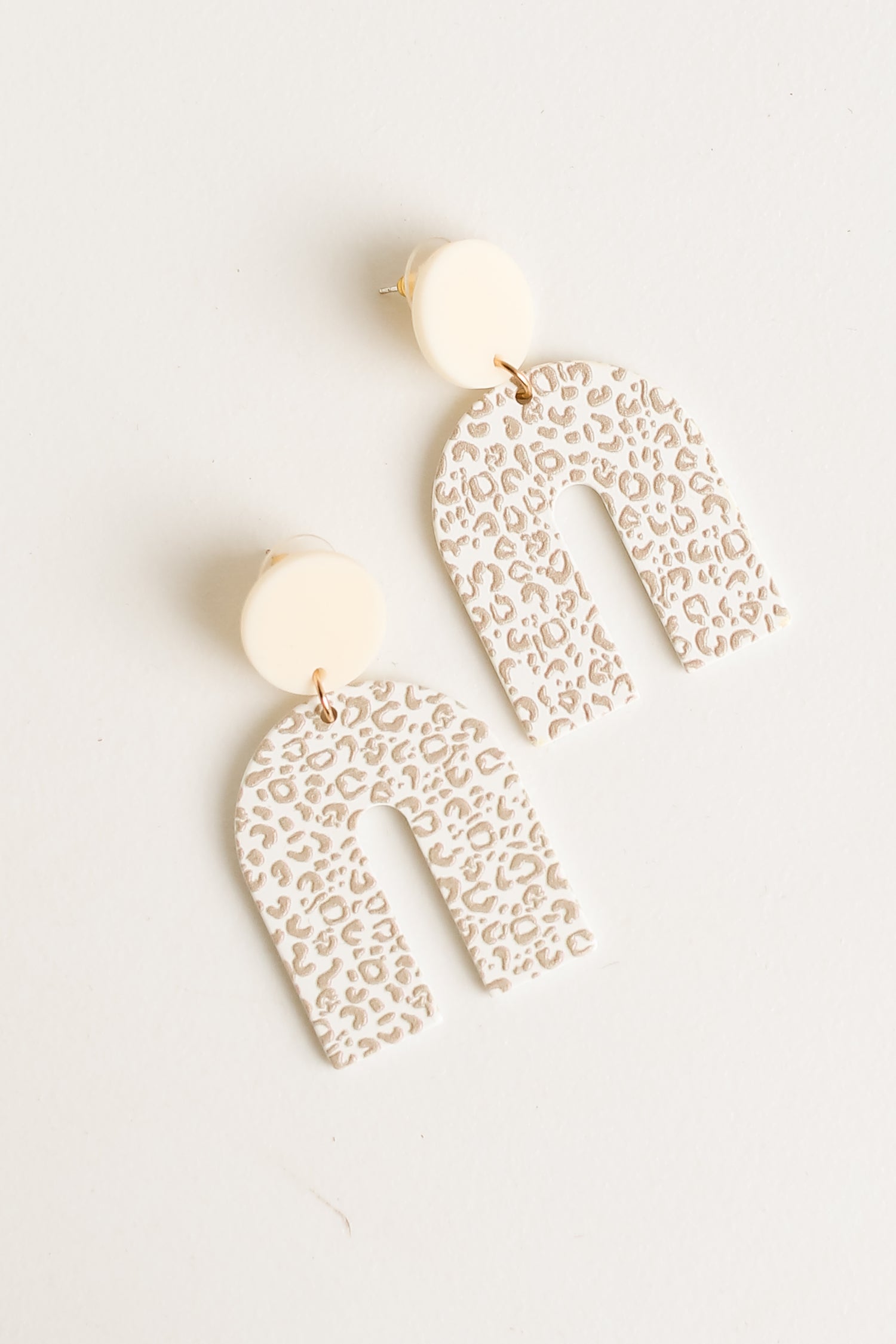 ivory Leopard Acrylic Statement Earrings