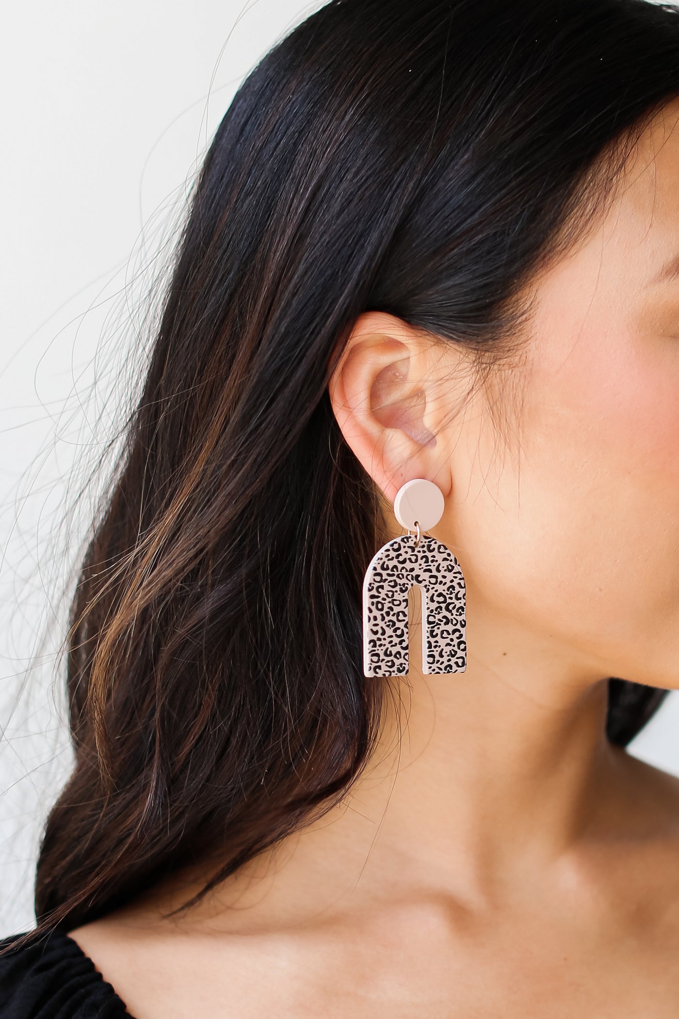 taupe Leopard Acrylic Statement Earrings