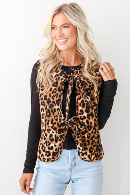 Fierce Perfection Leopard Corduroy Tie Vest