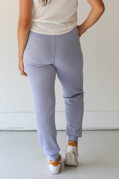 blue Corded Joggers back view