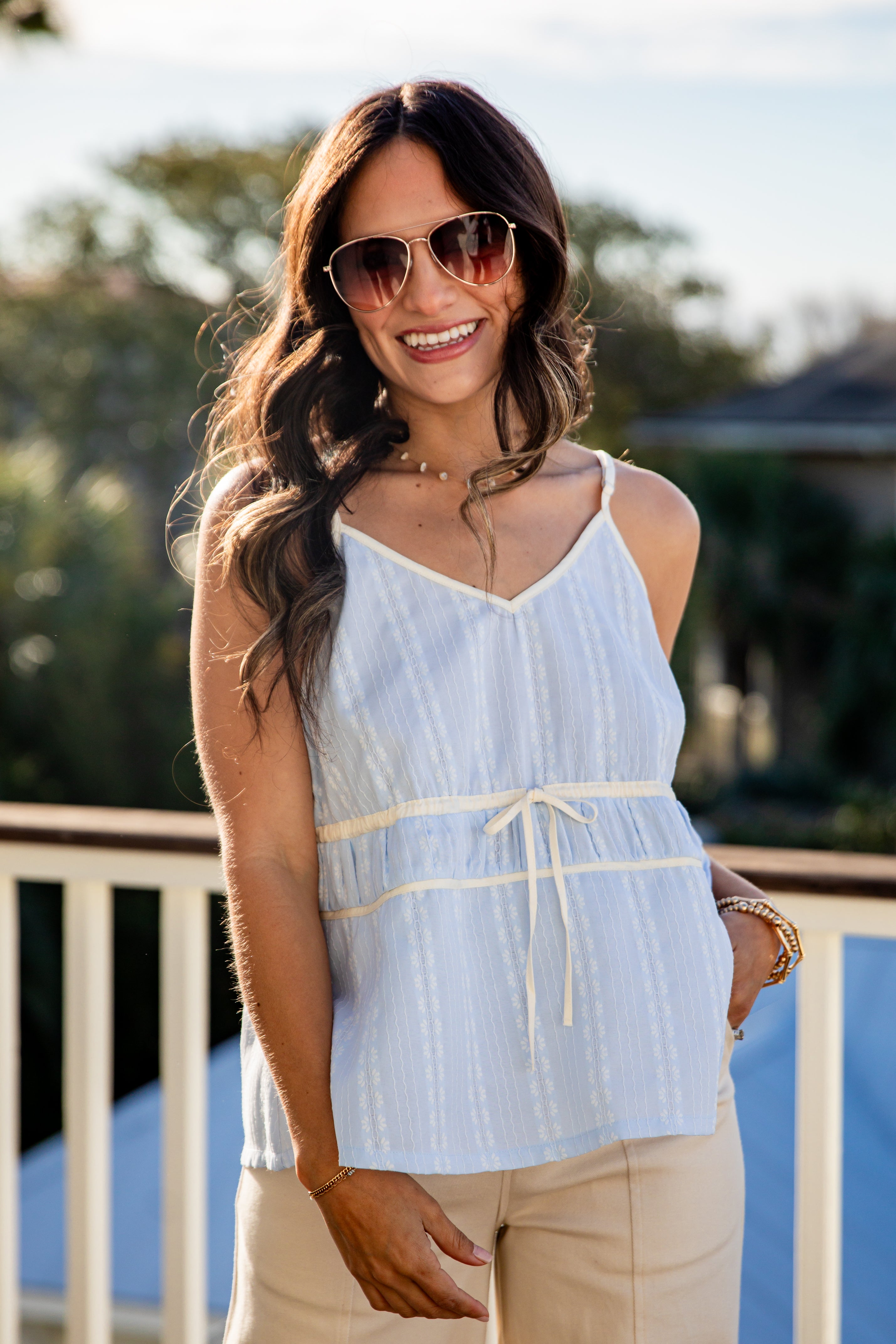 Freshly Picked Peplum Light Blue Tank Top