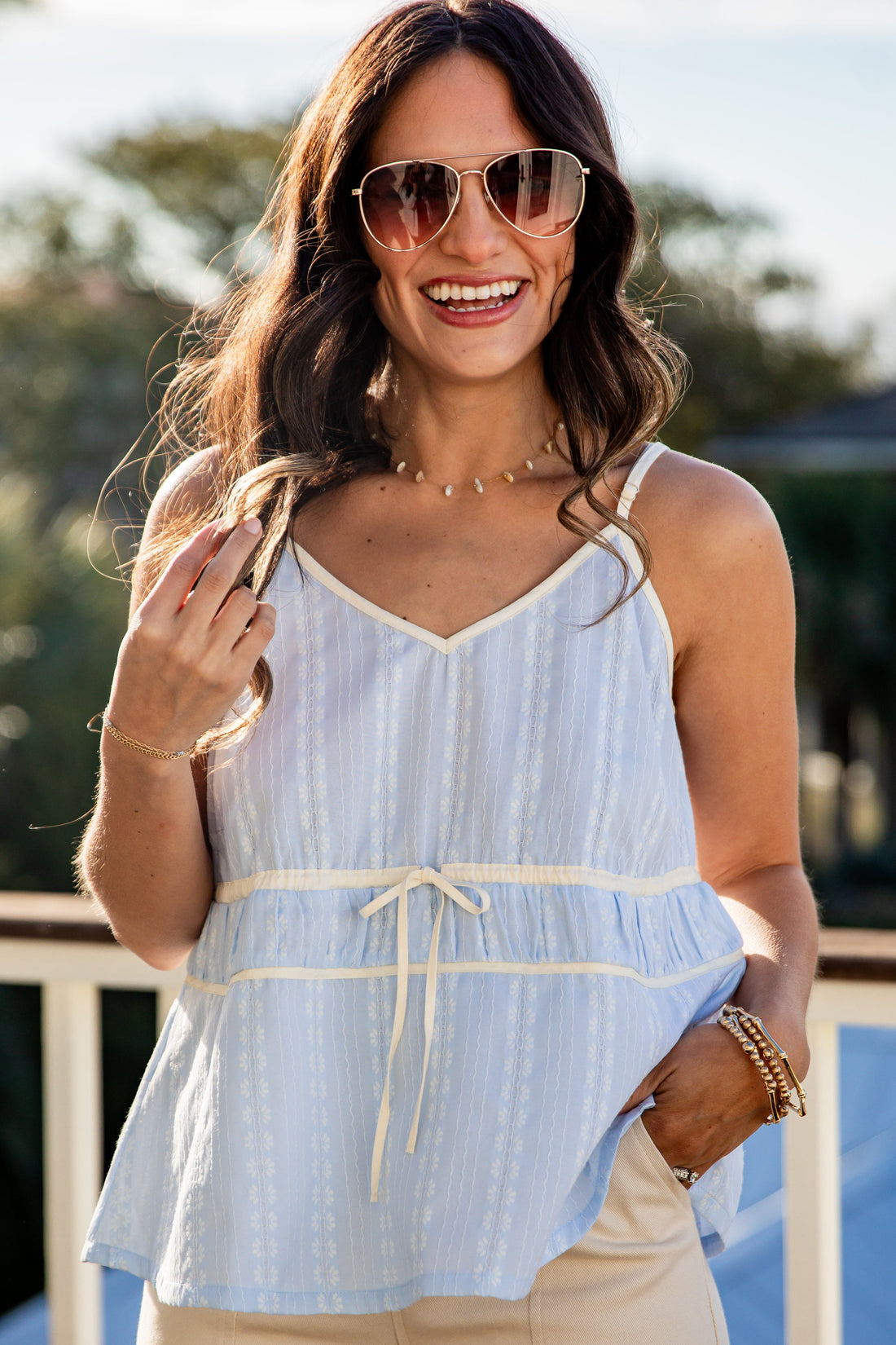 Freshly Picked Peplum Light Blue Tank Top
