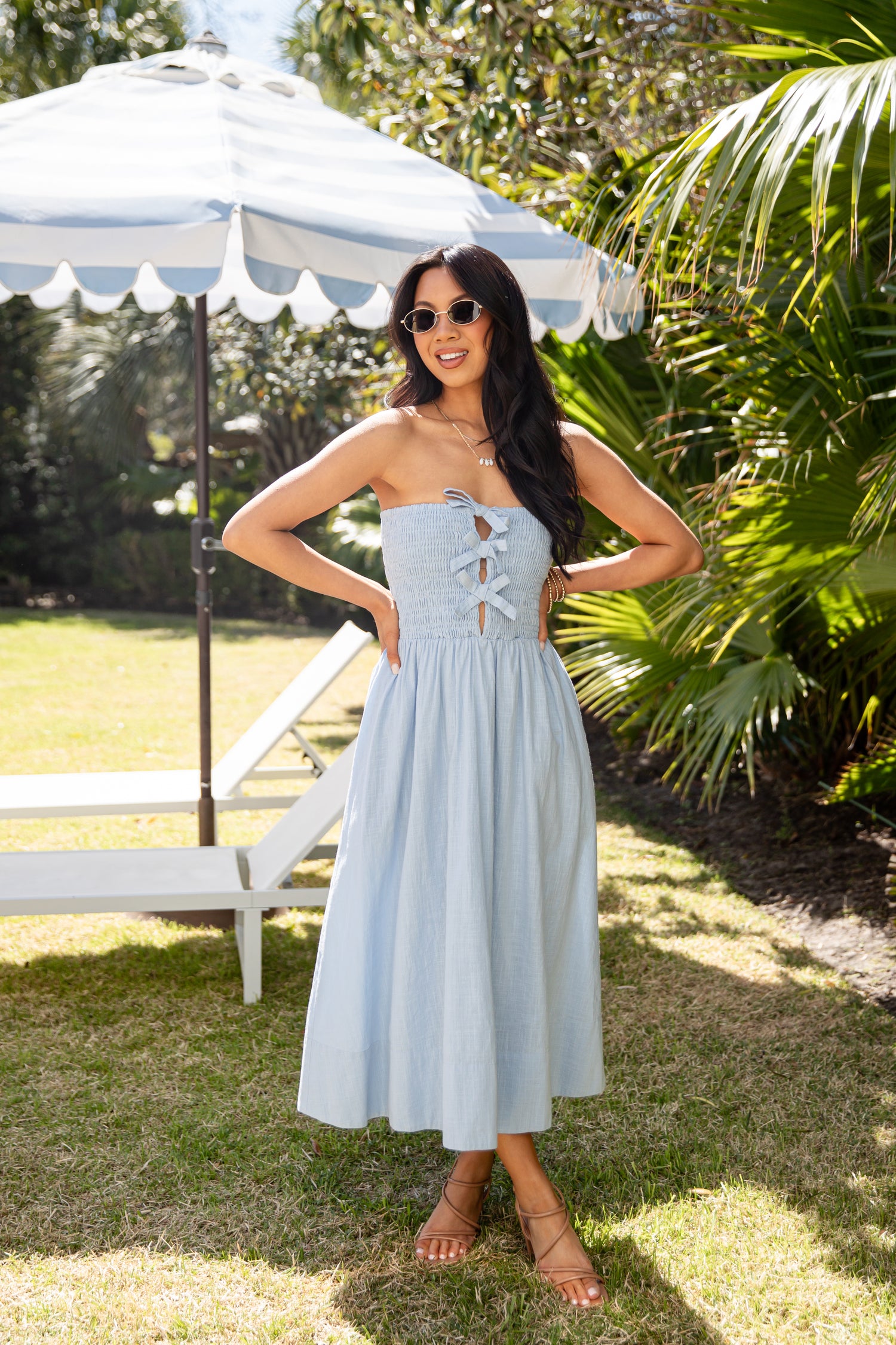 Light Blue Bow Smocked Midi Dress | Trendy Women's Dress | ShopDressUp Dress Up Light Blue Bow Smocked Midi Dress | Trendy Women's Dress | ShopDressUp Dress Up