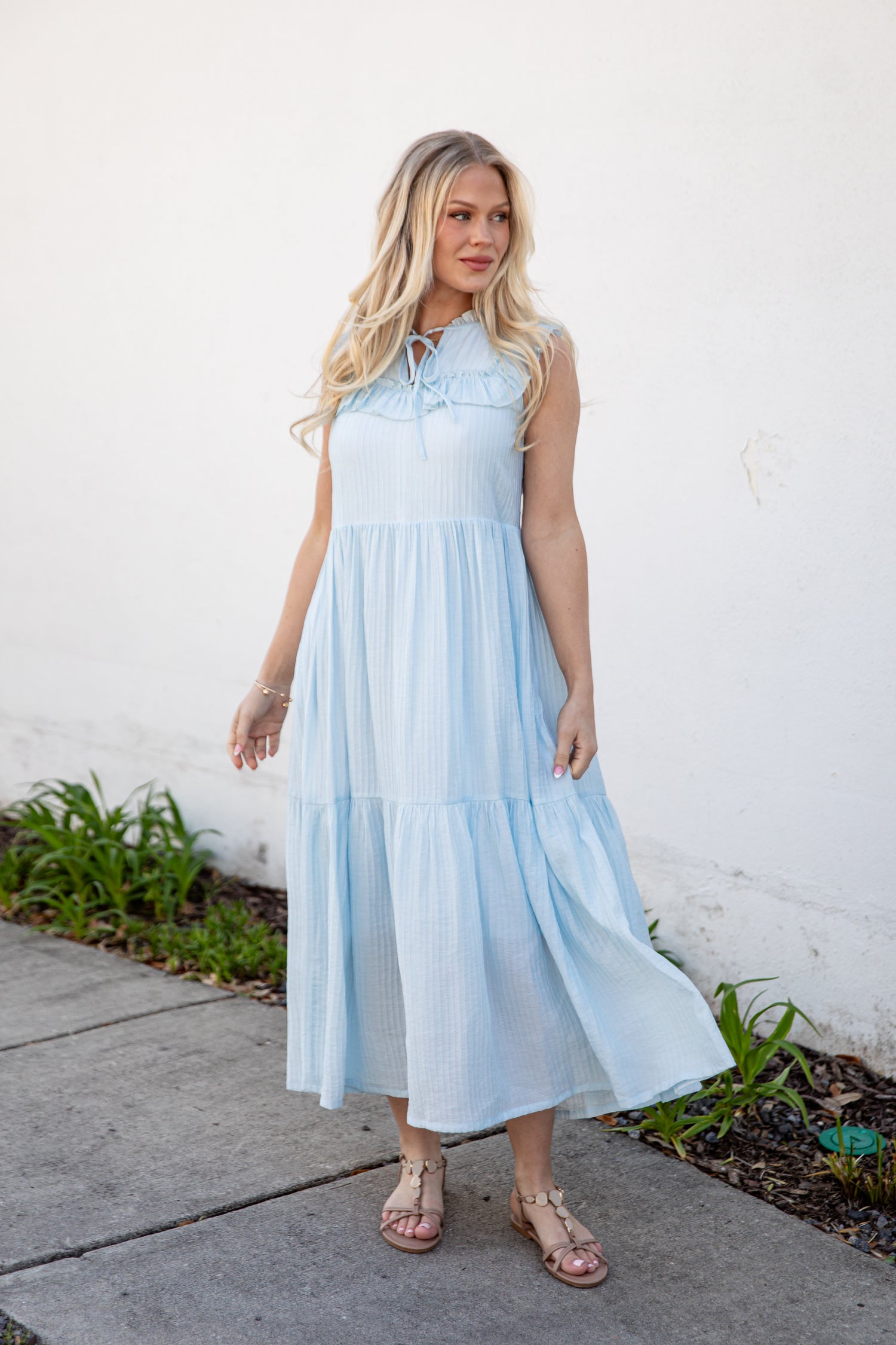 Light Blue Tiered Maxi Dress | Trendy Women's Dresses | DressUp Light Blue / Large Light Blue Tiered Maxi Dress | Trendy Women's Dresses | DressUp Light Blue / Large