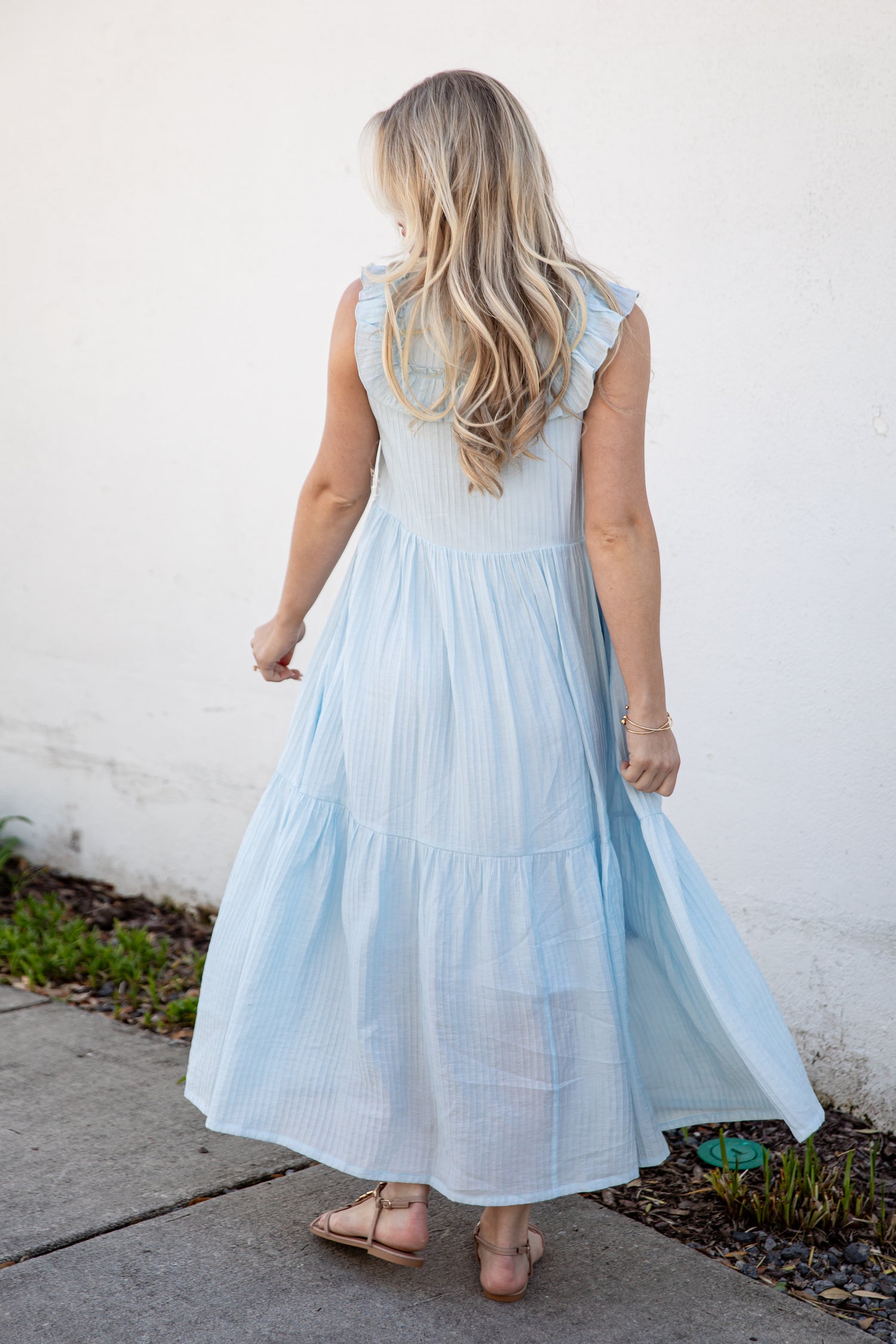 Light Blue Tiered Maxi Dress | Trendy Women's Dresses | DressUp Light Blue / Large Light Blue Tiered Maxi Dress | Trendy Women's Dresses | DressUp Light Blue / Large
