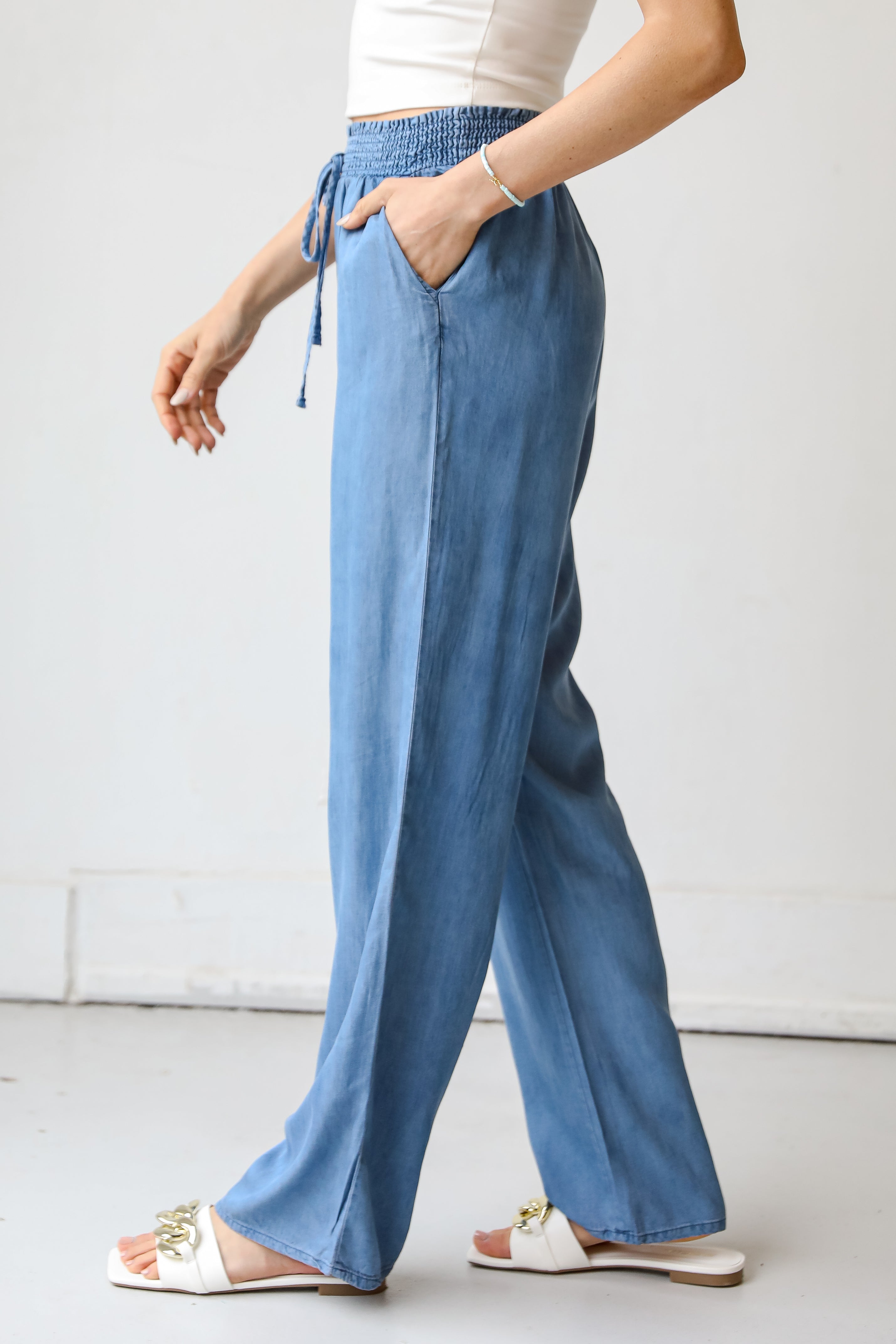 chambray Wide Leg Pants side view