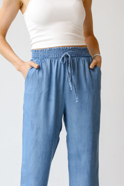 chambray Wide Leg Pants close up