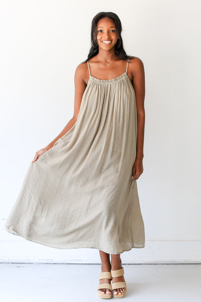olive Midi Dress on model