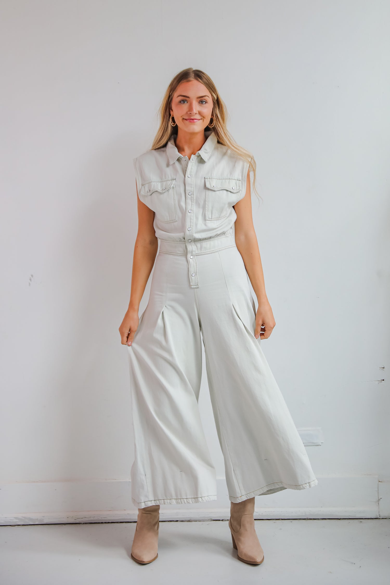 Major Charmer Light Wash Denim Jumpsuit