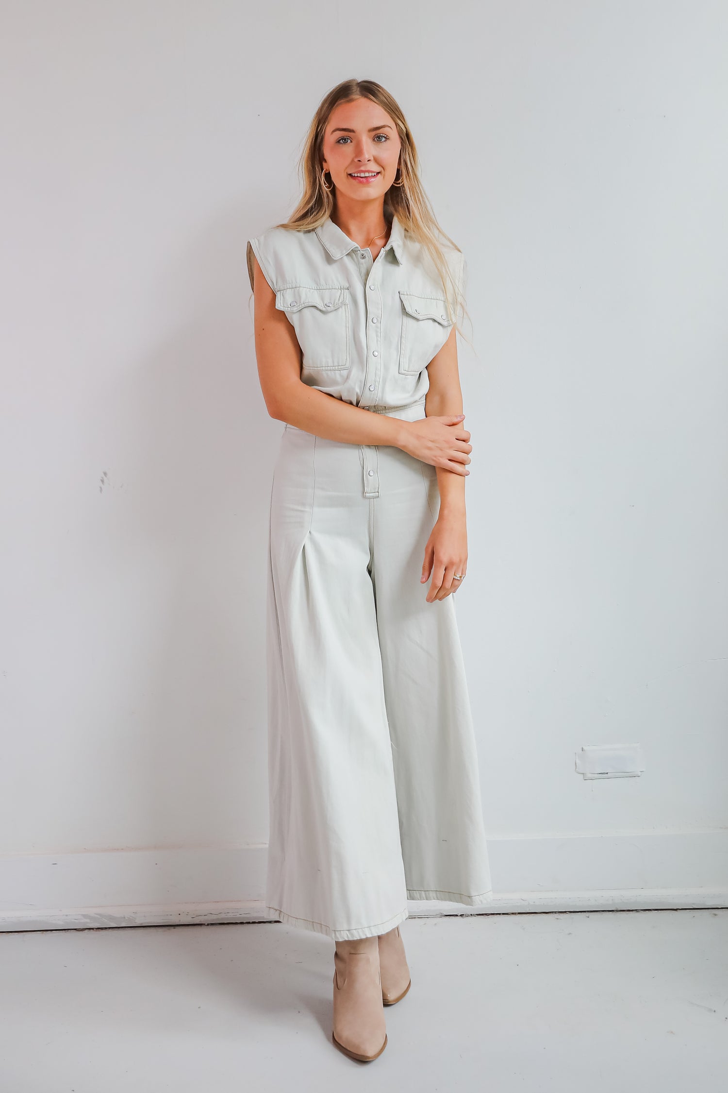 Major Charmer Light Wash Denim Jumpsuit