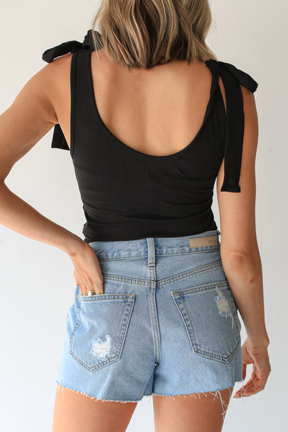 Distressed Denim Shorts back view
