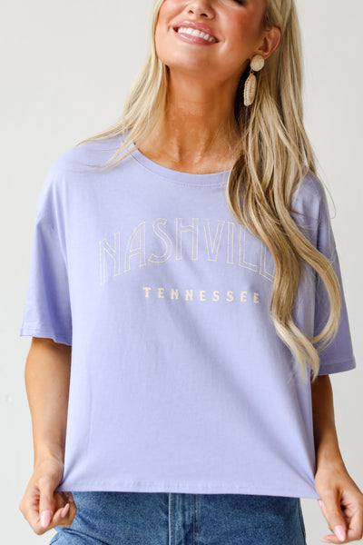 lilac Nashville Tennessee Cropped Graphic Tee close up